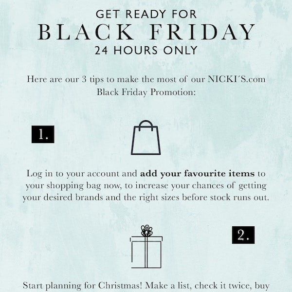 NICKI'S Black Friday Sale: Up to 40% Off!